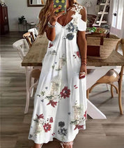 Robe Motif Fleur Blanche Femme | Amalii