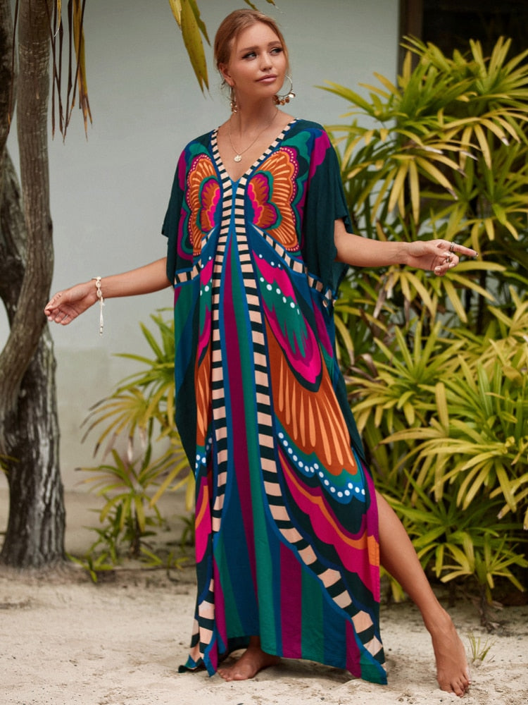 Robe de Plage Originale Motif Coloré | Amalii